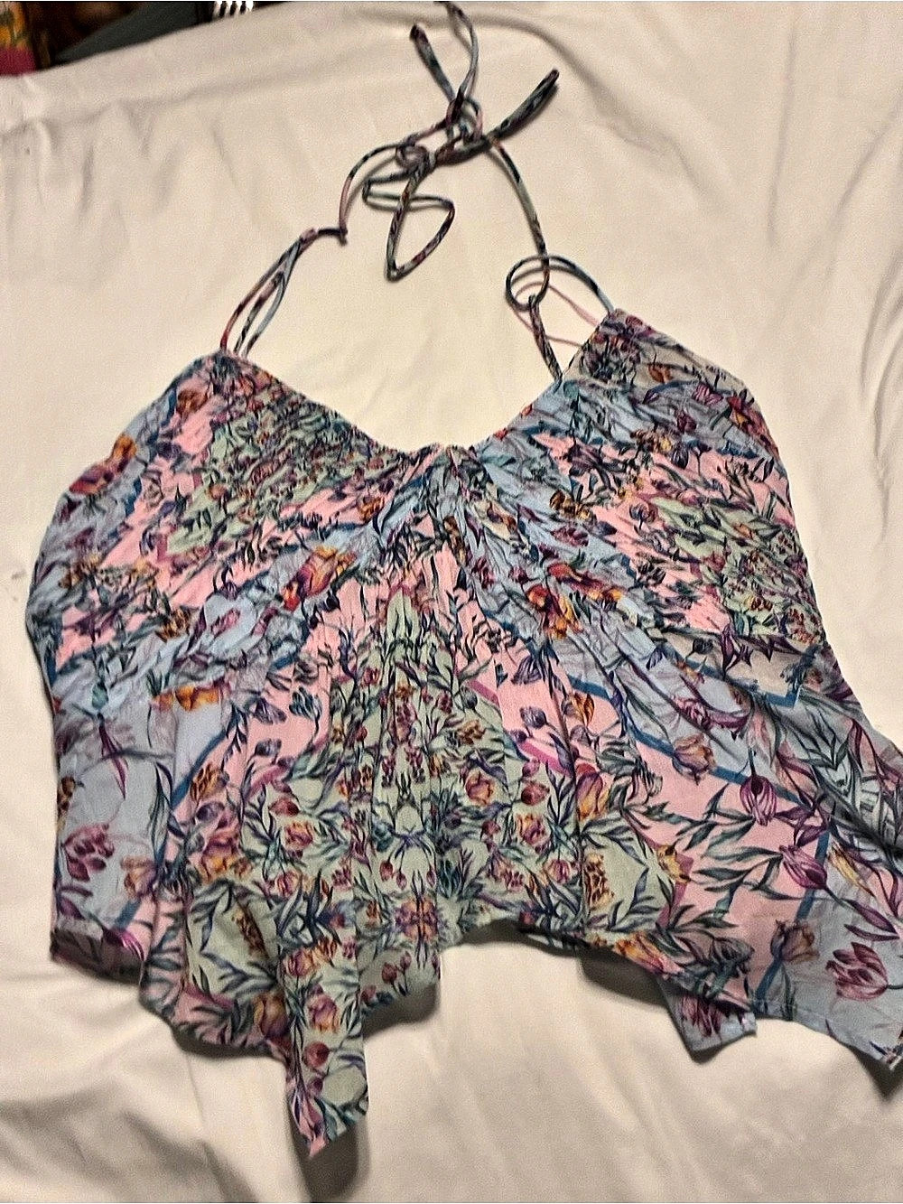 Steve Madden Apricot Laine Floral Crop Top Pink & Blue Size Medium